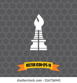 Vector Icon of Chess Bishop on Dark Gray Background. Eps.10.