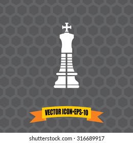 Vector Icon of Chess King on Dark Gray Background. Eps.10.