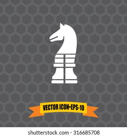 Vector Icon of Chess Knight on Dark Gray Background. Eps.10.