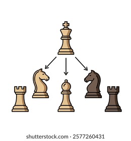 Vector icon: Chess pieces representing strategic planning on a white background