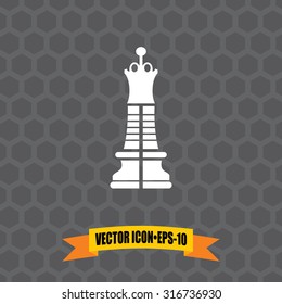 Vector Icon of Chess Queen on Dark Gray Background. Eps.10.