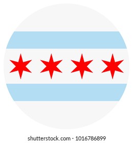 Vector icon Chicago flag. National round Chicago flag background