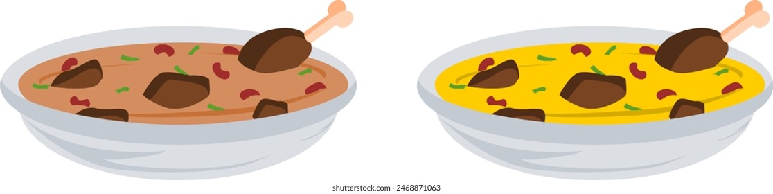 Vector icon of chicken gravy curry dish