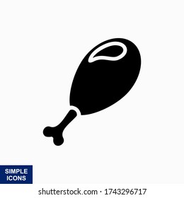 Icono vector de una pierna de pollo sobre un fondo blanco. Pasos 10