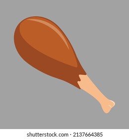 icono vector muslo de pollo frito carne de pollo a la parrilla ilustración de proteína