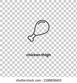 Vector Icon of chicken thigh, chicken leg. Vector illustration in dark color and transparent background (png)