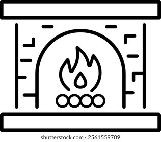 A vector icon of a chimney or fireplace with customizable outlines. Perfect for real estate, interior design, or home heating visuals, combining simplicity and adaptability for various projects.