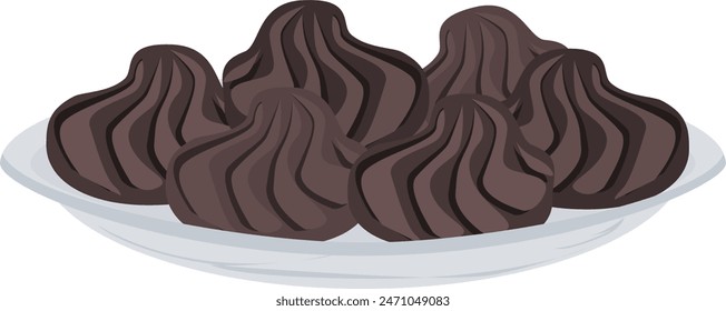Vektorgrafik-Ikone der Schokoladen-Desserts. 