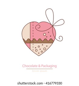 Vector icon for chocolate and packaging in modern linear style. Can use for web design, web page, logotype your company