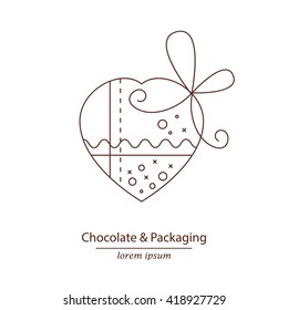 Vector icon for chocolate and packaging in modern linear style. Can use for web design, web page, logotype your company