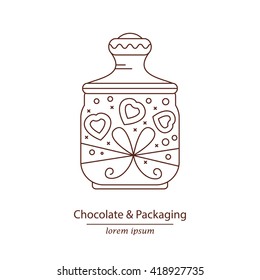 Vector icon for chocolate and packaging in modern linear style. Can use for web design, web page, logotype your company