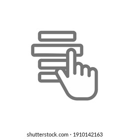 Vector icon choice from the list, the hand of the person makes a choice
