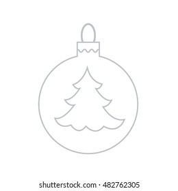 Vector icon Christmas ball with silhouette of Christmas tree  in trendy linear style. 