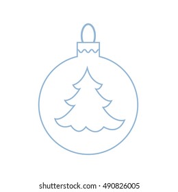 Vector icon Christmas ball with silhouette of Christmas tree  in trendy linear style. 