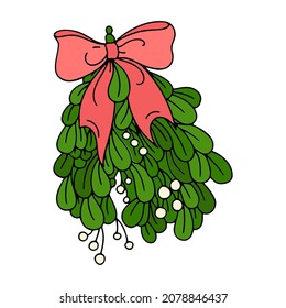 Vector icon of Christmas mistletoe, Christmas decoration