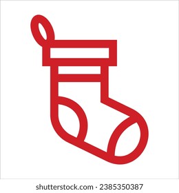 Vector icon Christmas socks for gifts, winter socks to holiday illustration. On a white background.