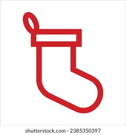 Vektorsymbol Weihnachtssocken für Geschenke, Wintersocken zur Feriengrafik. Auf weißem Hintergrund.