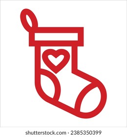 Vector icon Christmas socks for gifts, winter socks to holiday illustration. On a white background.