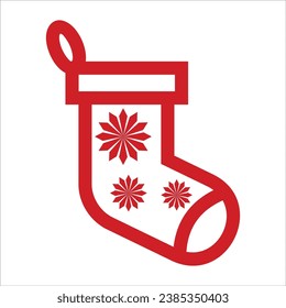 Vector icon Christmas socks for gifts, winter socks to holiday illustration. On a white background.
