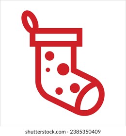 Vektorsymbol Weihnachtssocken für Geschenke, Wintersocken zur Feriengrafik. Auf weißem Hintergrund.