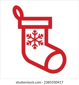 Vector icon Christmas socks for gifts, winter socks to holiday illustration. On a white background.