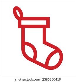 Vector icon Christmas socks for gifts, winter socks to holiday illustration. On a white background.