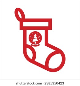 Vector icon Christmas socks for gifts, winter socks to holiday illustration. On a white background.