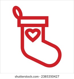 Vector icon Christmas socks for gifts, winter socks to holiday illustration. On a white background.