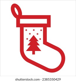 Vector icon Christmas socks for gifts, winter socks to holiday illustration. On a white background.