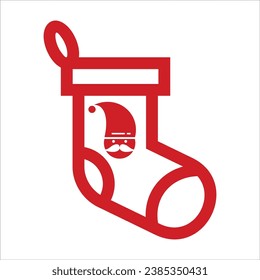Vector icon Christmas socks for gifts, winter socks to holiday illustration. On a white background.