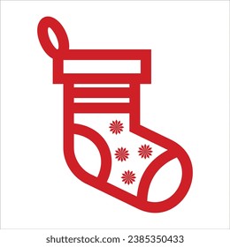Vector icon Christmas socks for gifts, winter socks to holiday illustration. On a white background.