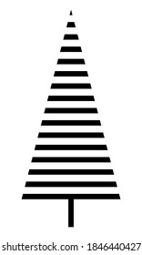 Vector icon. Christmas tree. Monochrome isolated illustration on white background. Line art.