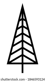 Vektorsymbol. Weihnachtsbaum. Monochrome einzelne Illustration auf weißem Hintergrund. Line Art.