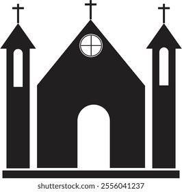 Vector icon of church Church structure icon. Chapel symbols. Silhouette of church. Vector illustration. EPS 10