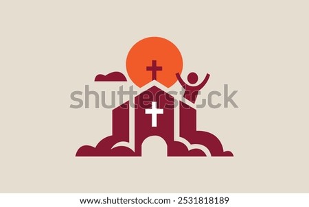 Vector Icon Of Church With Title  Small Multicolored Icons vector logo design