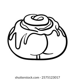 Vector icon for Cinnamon Roll. A delicious depiction of a frosted cinnamon bun, ideal for bakery, dessert, or breakfast themes.