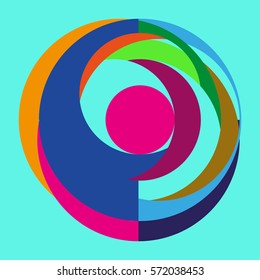 Vector icon, circle company logo design, business symbol concept, and minimal line style