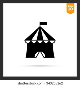 Vector icon of circus tent with flag on top