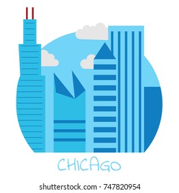 Vector icon of the city of Chicago on white isolated background