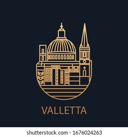 Vector icon of the city of Valletta. Capital of the Republic of Malta.