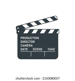 Vector icon clapper board. Film production desk. Cinema clapboard, scene and action board. Isolated on white background