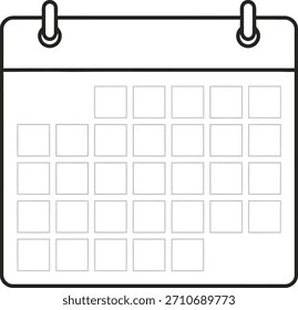 Ein Vektorsymbol eines klassischen Kalenders, das Planung, Termine, Zeitmanagement und Termine symbolisiert. Ideal für zeitbasierte geschäftliche und private Anwendungen.