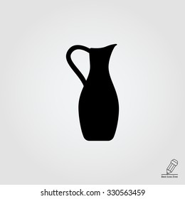 Vector icon of classic clay jug with handle 