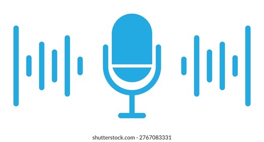 Vector icon of a classic microphone, perfect for audio, music, or podcast designs isolated on a white background eps 10.