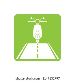 vector icon of classic motorcycle or motorbike run on road or avenue, vehicle or automobile for transportation concept