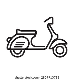 Vector icon of a classic scooter, simple outline style illustration of a vintage moped