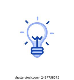 Vector icon of a classic shaped light bulb with rays around it. Represents bright ideas, understanding and enlightenment that come with learning. Can be used for educational websites, school materials