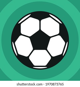 Vector icon of classic soccer ball with green circles. Football illustration.