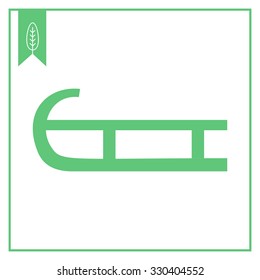 Vector icon of classic wooden sledge silhouette