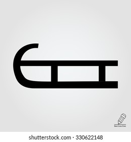 Vector icon of classic wooden sledge silhouette